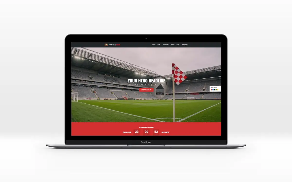 FootballClubFC youth soccer league website template screenshot