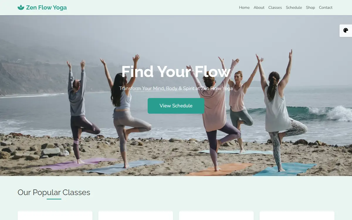 YogaStudio wellness website template homepage screenshot